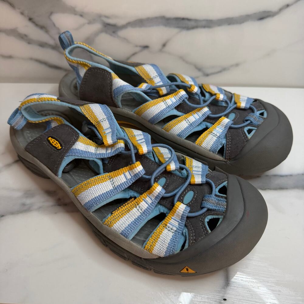 Keen Blue/Yellow/White Newport H2 Sandals Sz 10.5 Waterproof Outdoor Hiking
